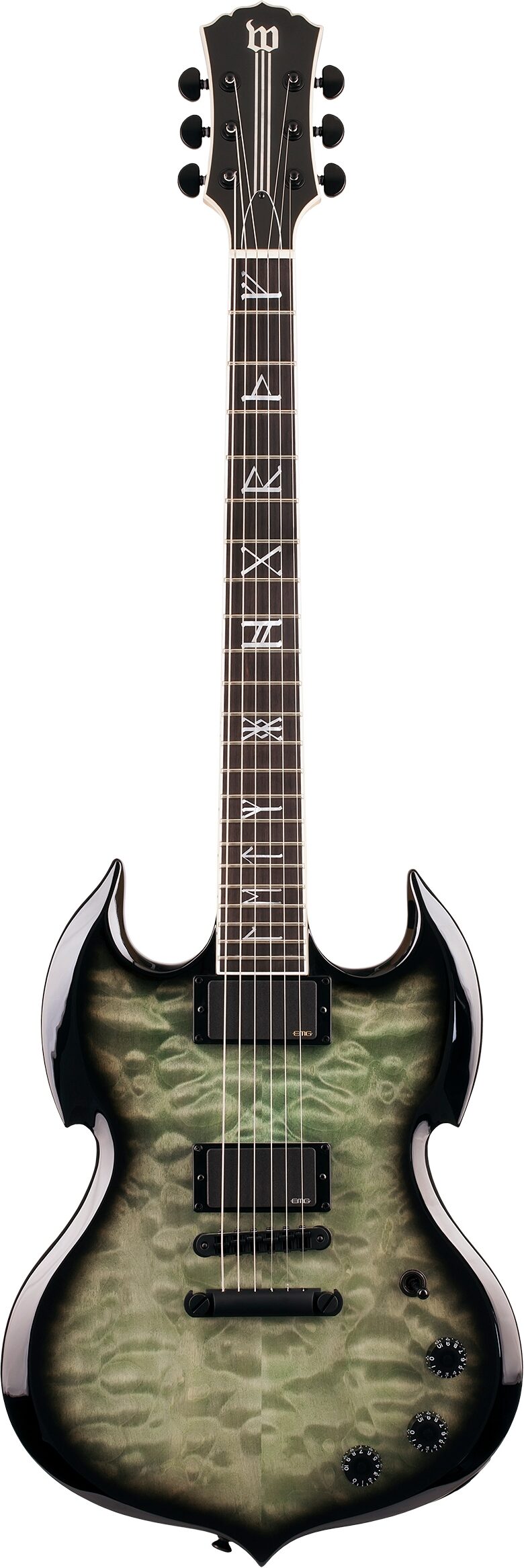 Wylde Audio Barbarian Nordic Ice Electric Guitar, Action Position Back