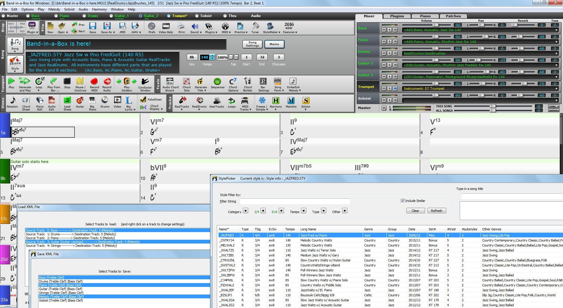 PG Music Band-in-a-Box 2019 MegaPAK (Windows), Screenshot Control Panel