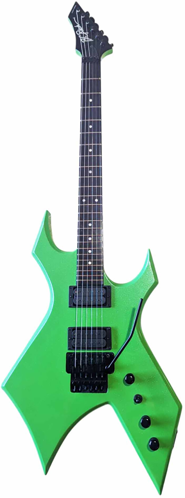 B.C. Rich Warlock Legacy Floyd Rose Electric Guitar, Green Pearl, Action Position Back