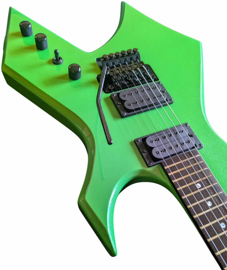 B.C. Rich Warlock Legacy Floyd Rose Electric Guitar, Green Pearl, Action Position Back