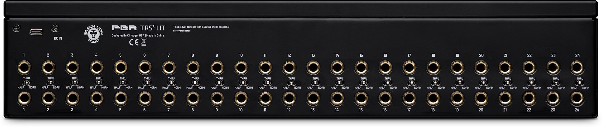 Black Lion Audio PBR TRS3-LIT 48-Point LED Patchbay, New, Action Position Back
