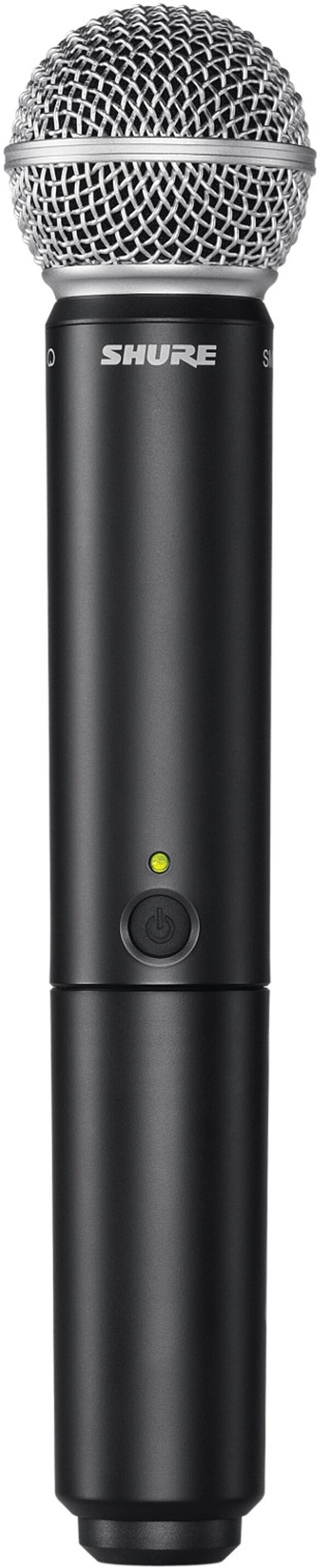 Shure BLX24R/SM58 Handheld Wireless SM58 Microphone System, Band J11 (596-616 MHz), Detail Side