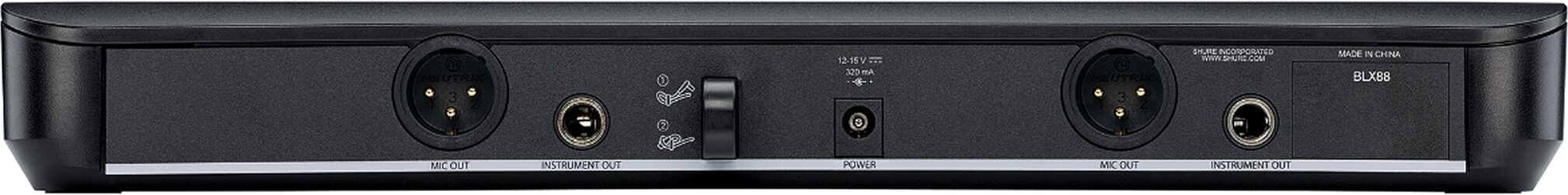 Shure BLX1288/W85 Dual-Channel Combo SM58 Handheld and WL185 Lavalier Wireless Microphone System, Action Position Back