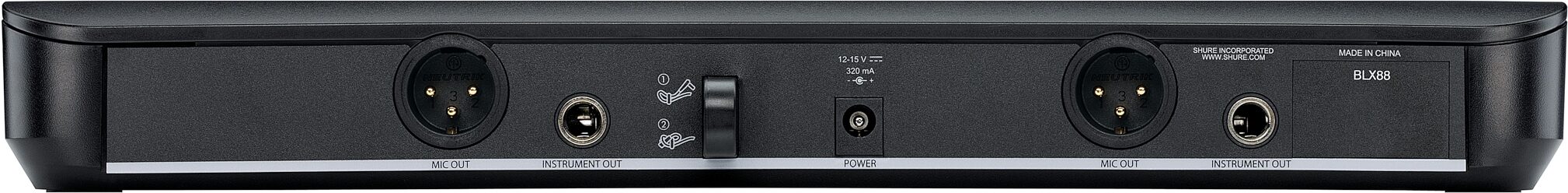 Shure BLX88 Dual Wireless Receiver for BLX Wireless System, Band H10, Open Box (Like New), Action Position Back