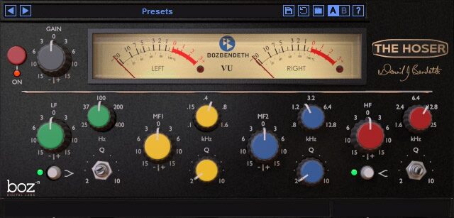 Boz Digital The Hoser EQ Audio Plug-in, Screenshot Front