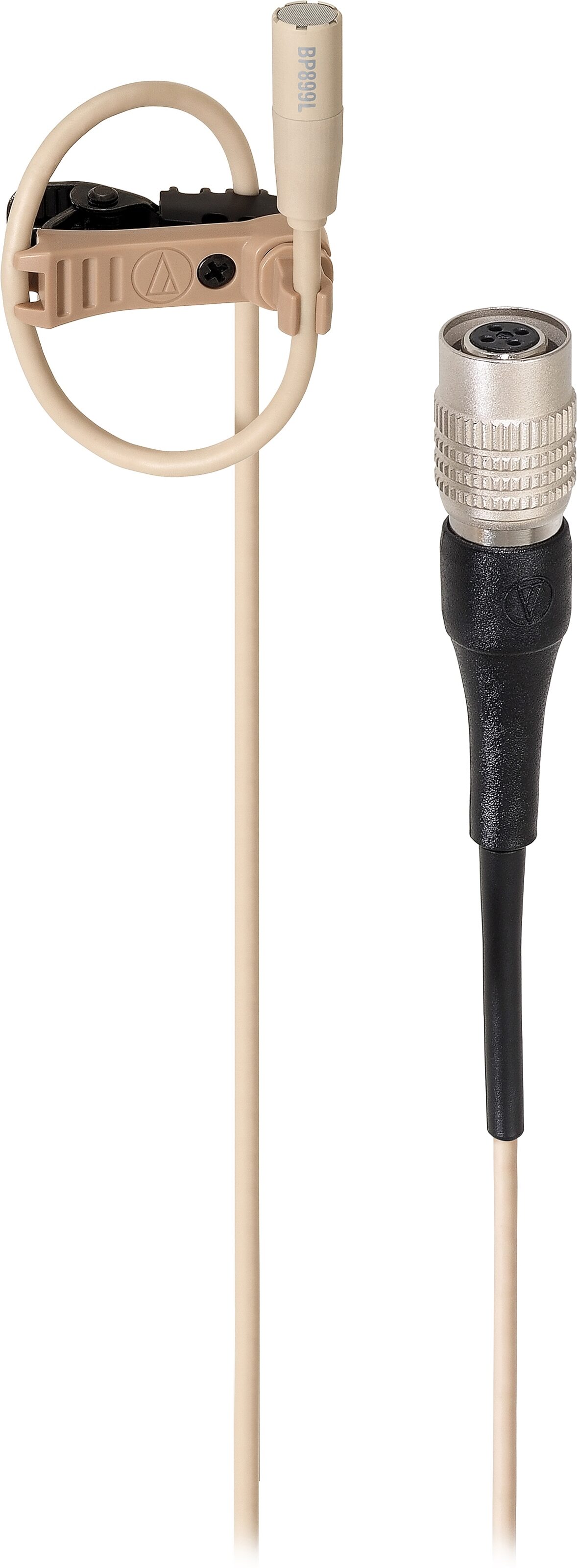 Audio-Technica BP899 Subminiature Omnidirectional Condenser Lavalier Microphone, Beige, USED, Open Box (Very Good), Action Position Back