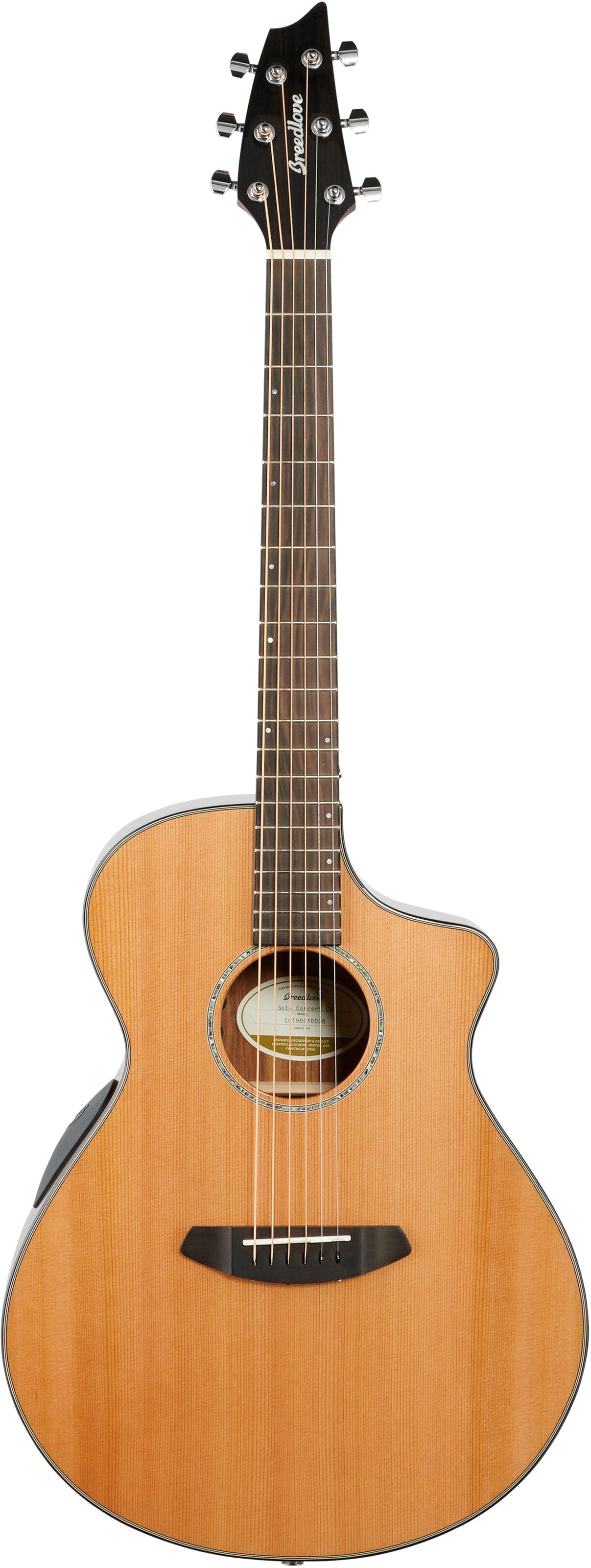 Breedlove Solo Concert CE Red Cedar and Ovangkol Acoustic-Electric Guitar, Action Position Back