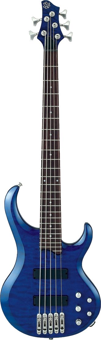Ibanez BTB405QM 5-String Electric Bass Guitar, Bright Blue