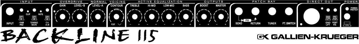 Gallien Krueger Backline 115 Bass Amplifier, Front Panel