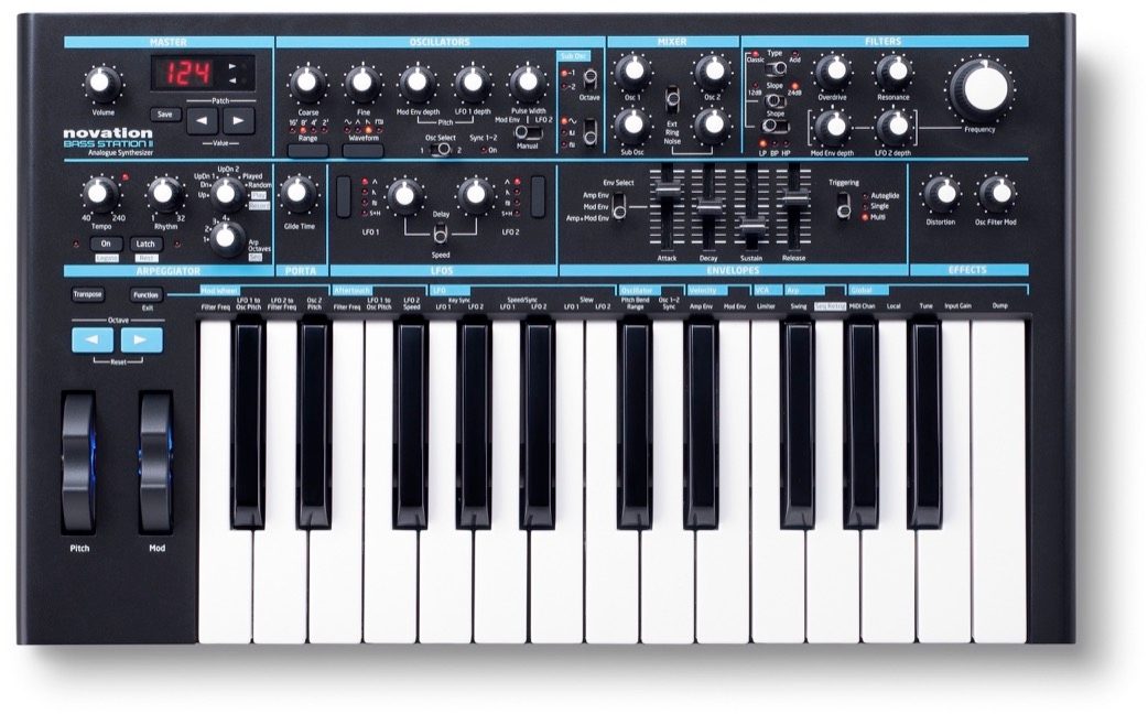 Novation Bass Station ll Analog Synthesizer Keyboard, 25-Key