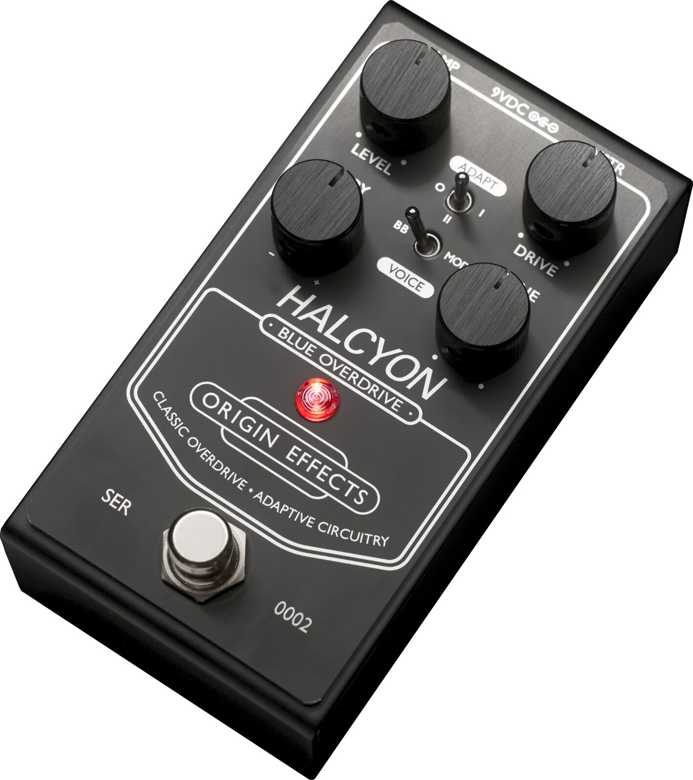 Origin Effects Halcyon Blue Overdrive Pedal, Black Edition, Action Position Back