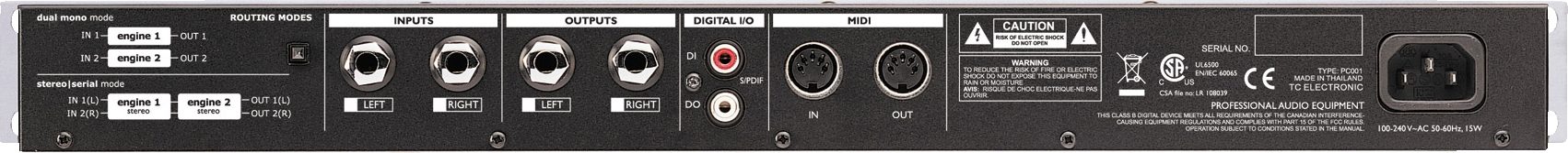 TC Electronic C300 Dual Stereo Compressor Gate, Rear