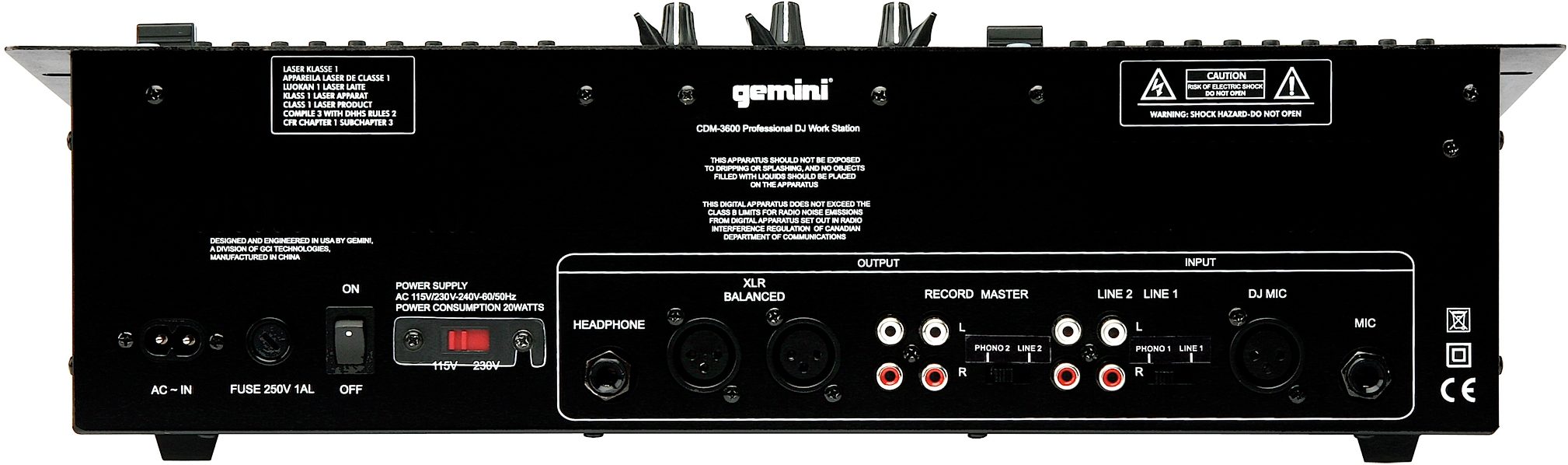 Gemini CDM3600 Dual CD Mixing Console, Back