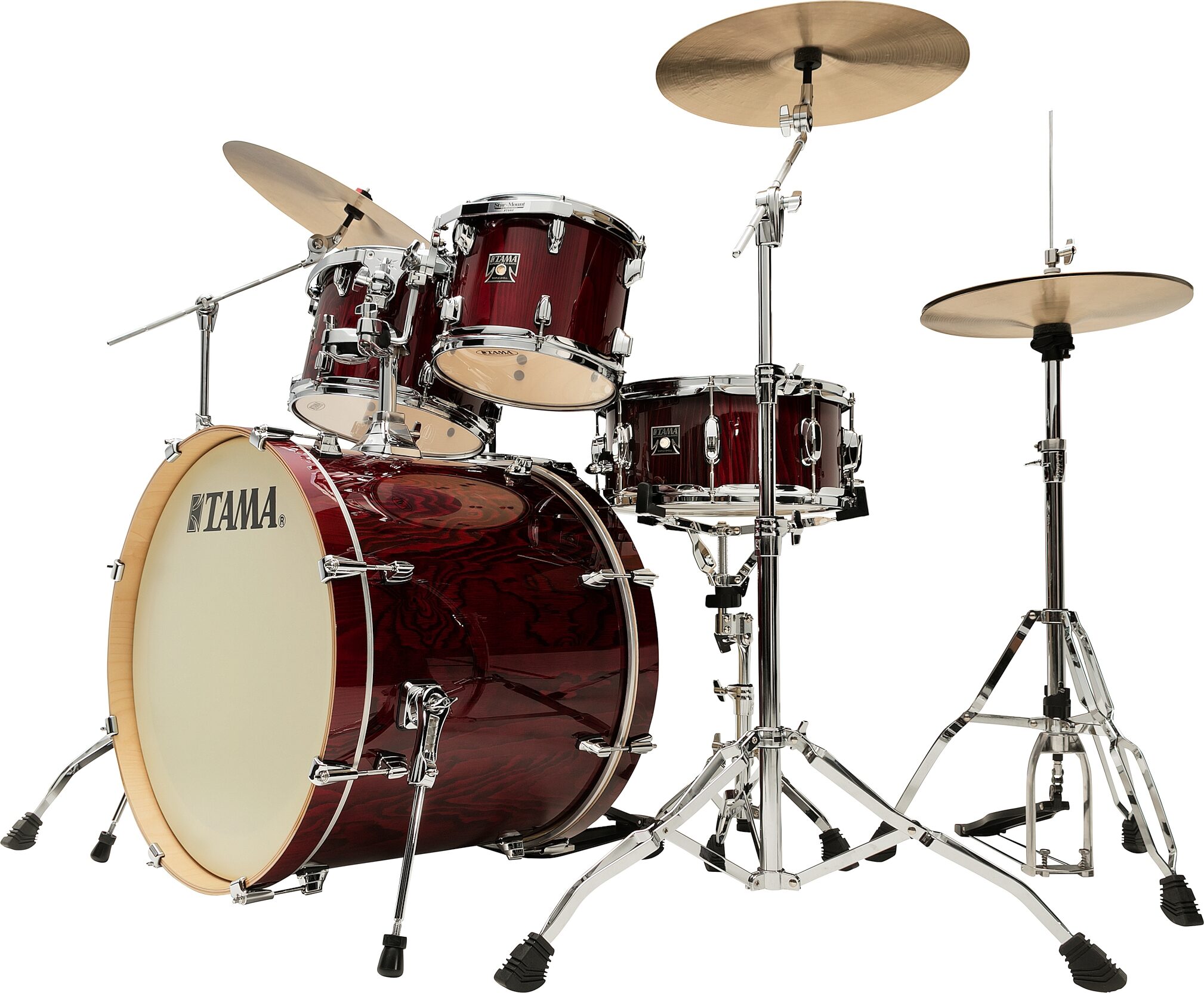 Tama CL52KSP Superstar Classic Drum Shell Kit, 5-Piece, Gloss Garnet Lacebark Pine, PGGP, Action Position Back