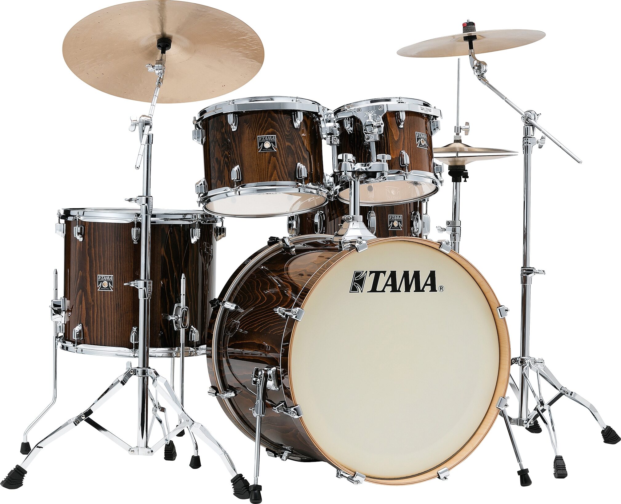 Tama CL52KSP Superstar Classic Drum Shell Kit, 5-Piece, Gloss Java Lacebark Pine, PGJP, Action Position Back