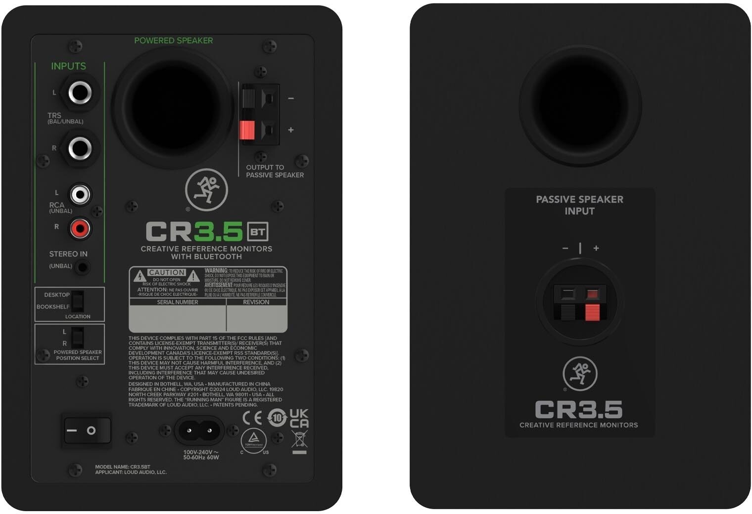 Mackie CR3.5BT Powered Studio Monitors, Pair, Action Position Back