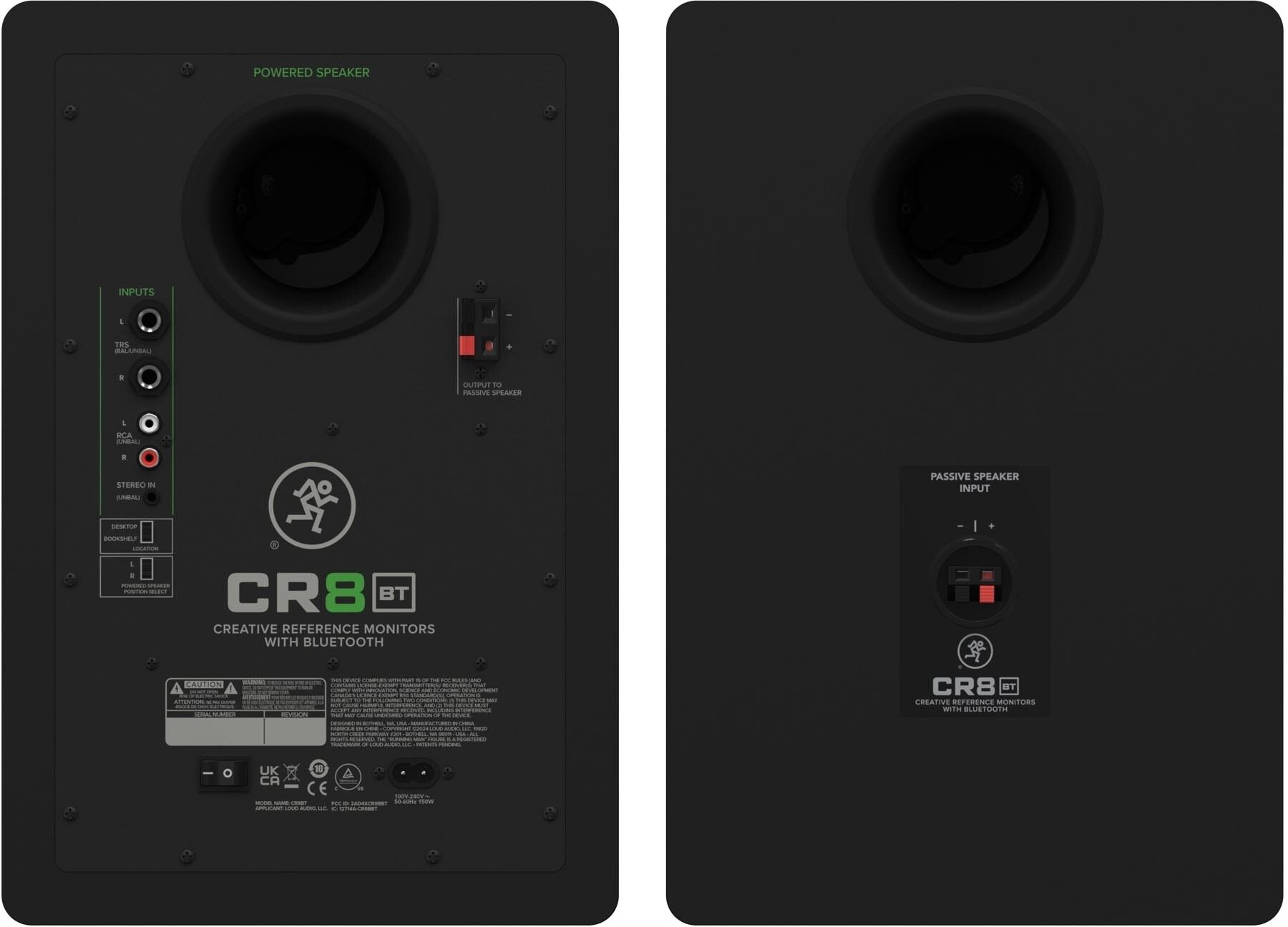 Mackie CR8BT Powered Studio Monitors, Pair, Action Position Back