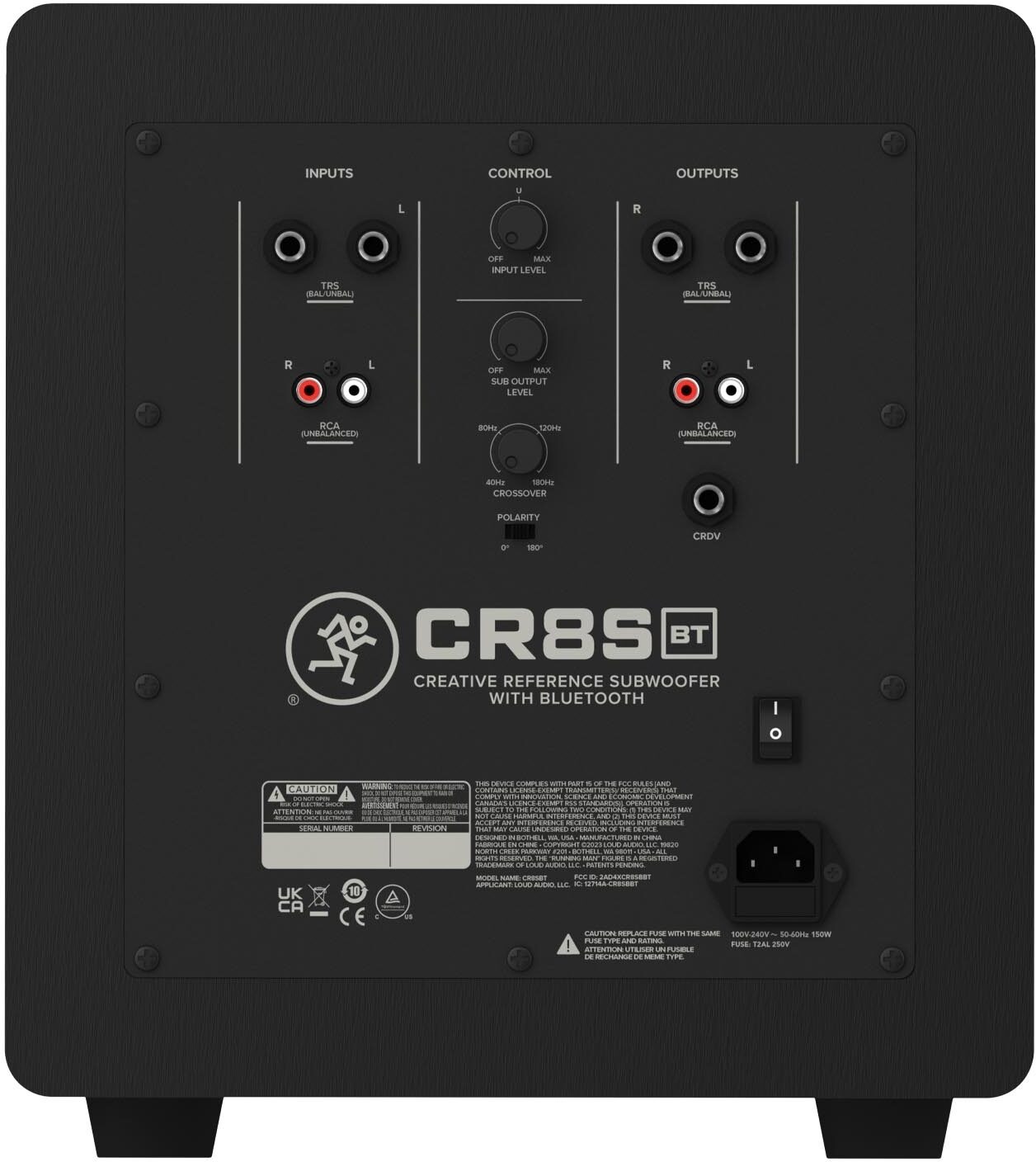 Mackie CR8SBT Creative Reference Subwoofer Speaker, Single Speaker, Action Position Back