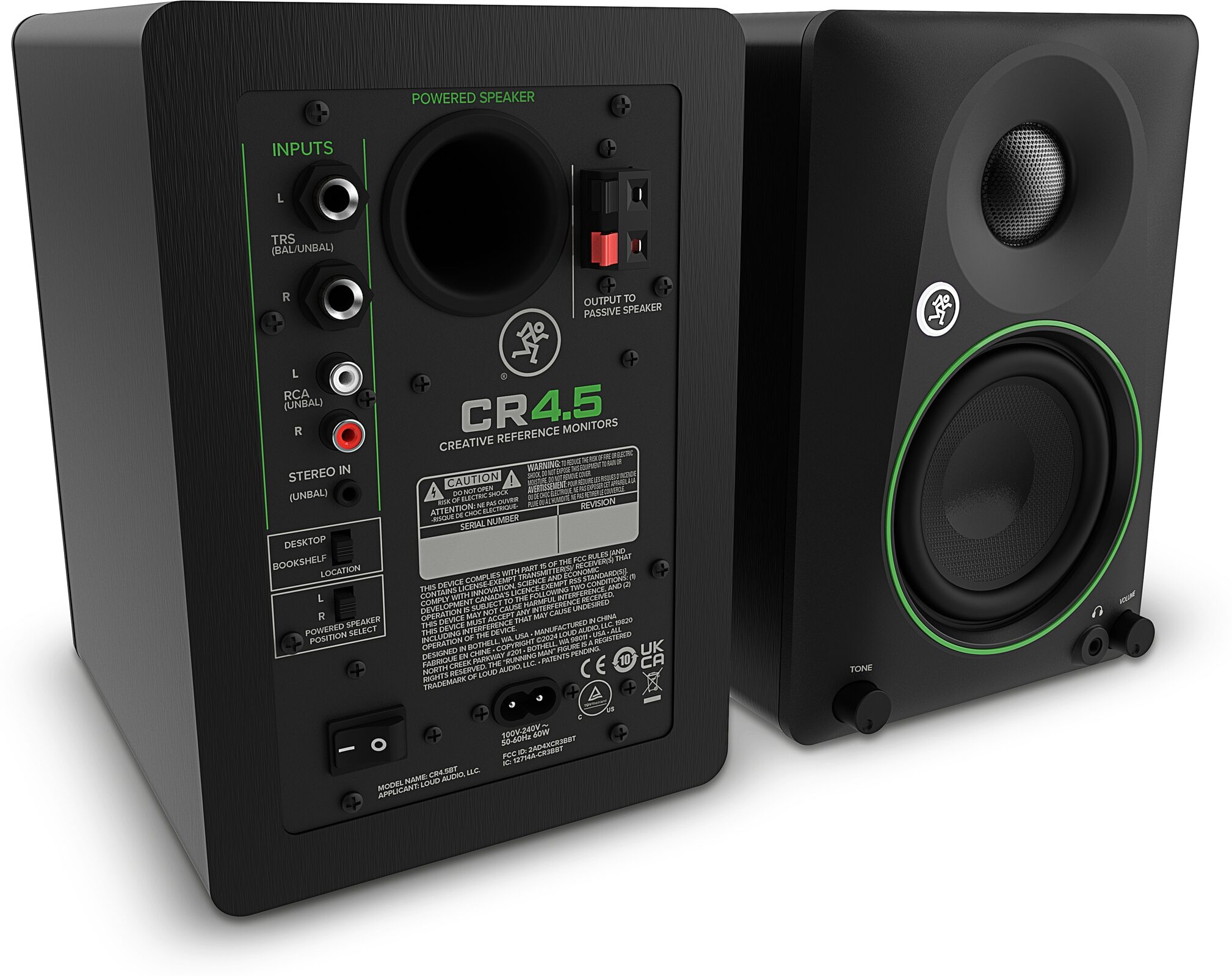 Mackie CR4.5 Powered Studio Monitors, Pair, Action Position Back