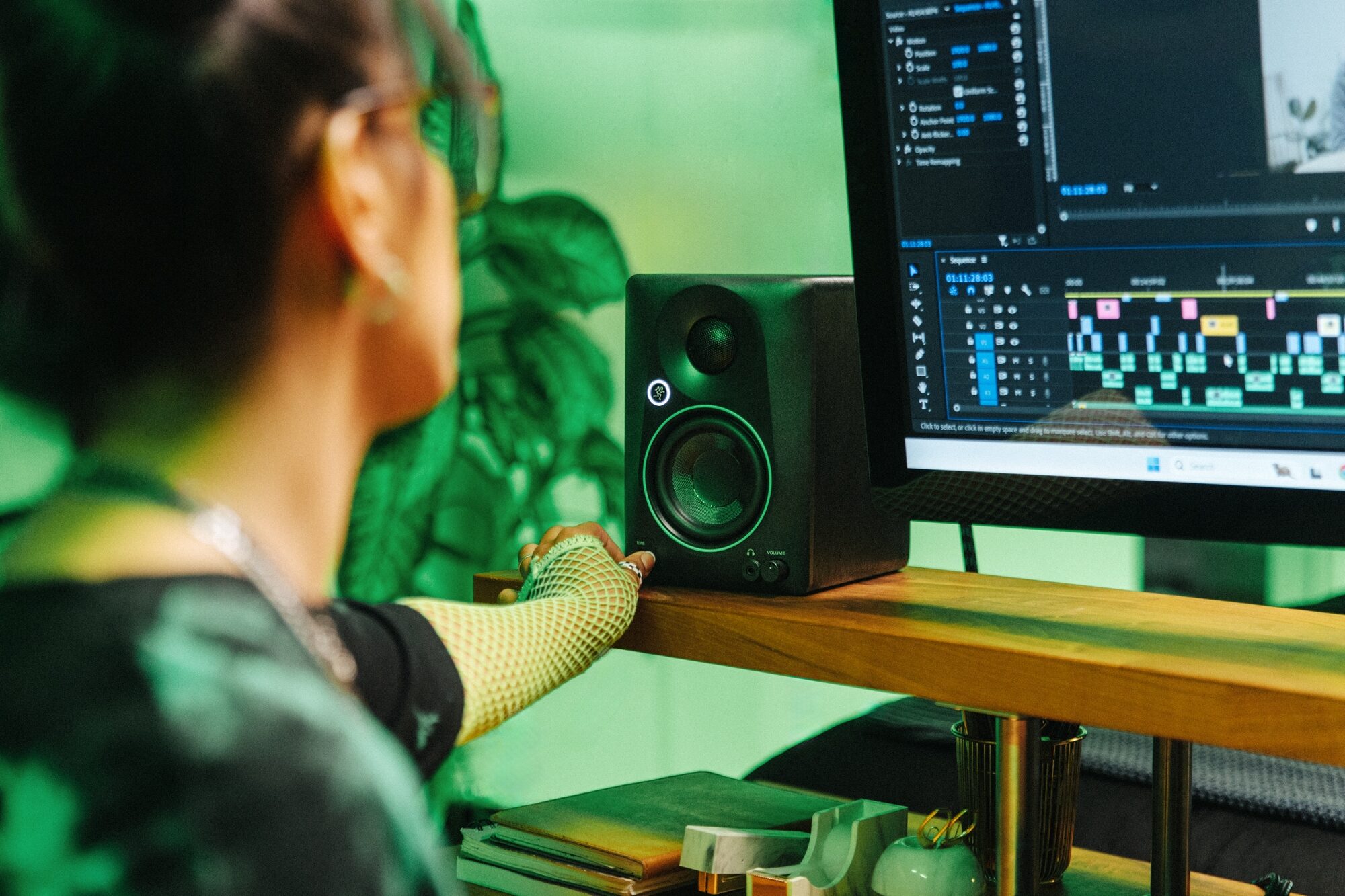 Mackie CR3.5BT Powered Studio Monitors, Pair, Action Position Back