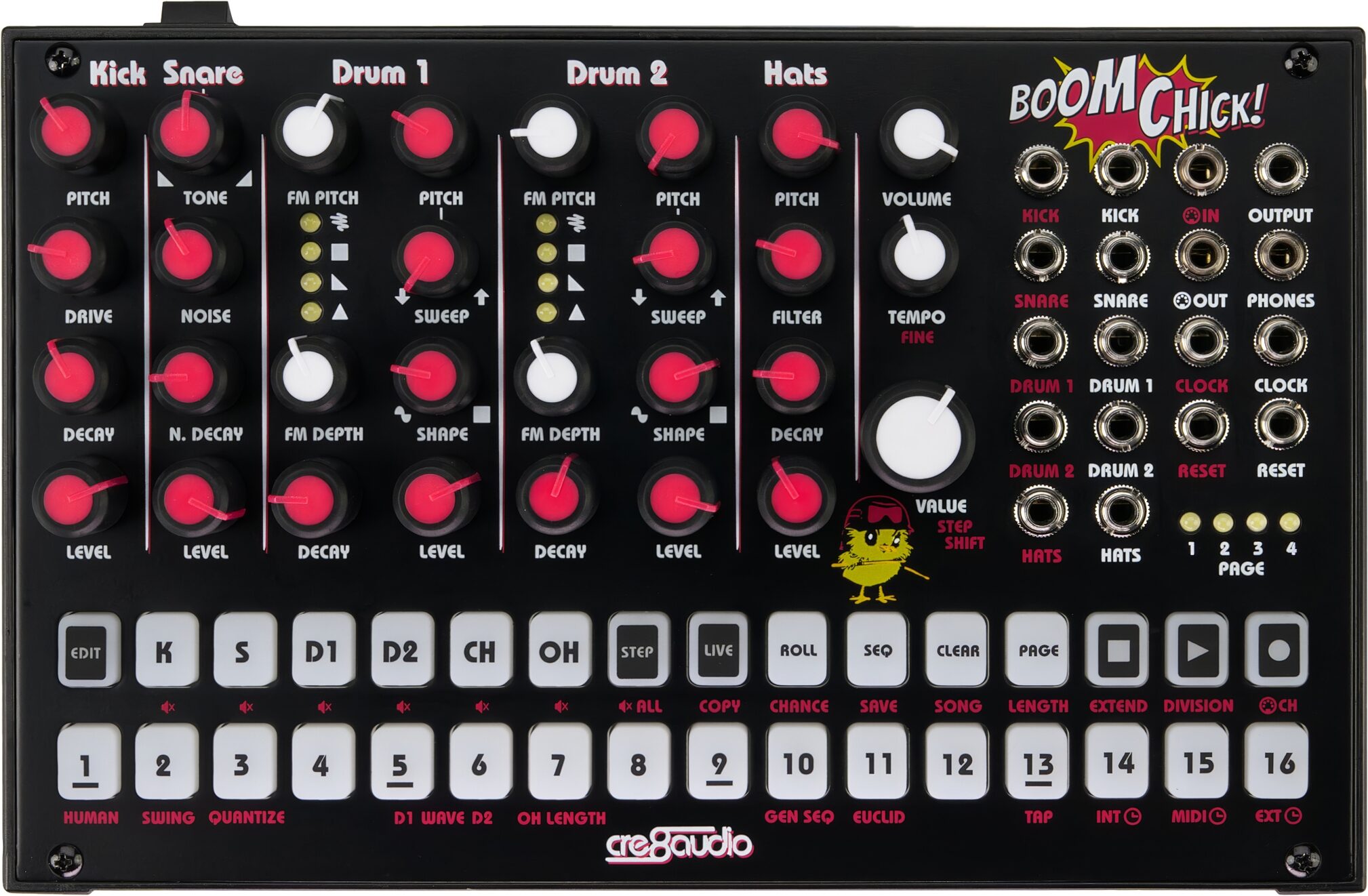 Cre8Audio Boom Chick Pure Analog Drum Machine, New, Action Position Back