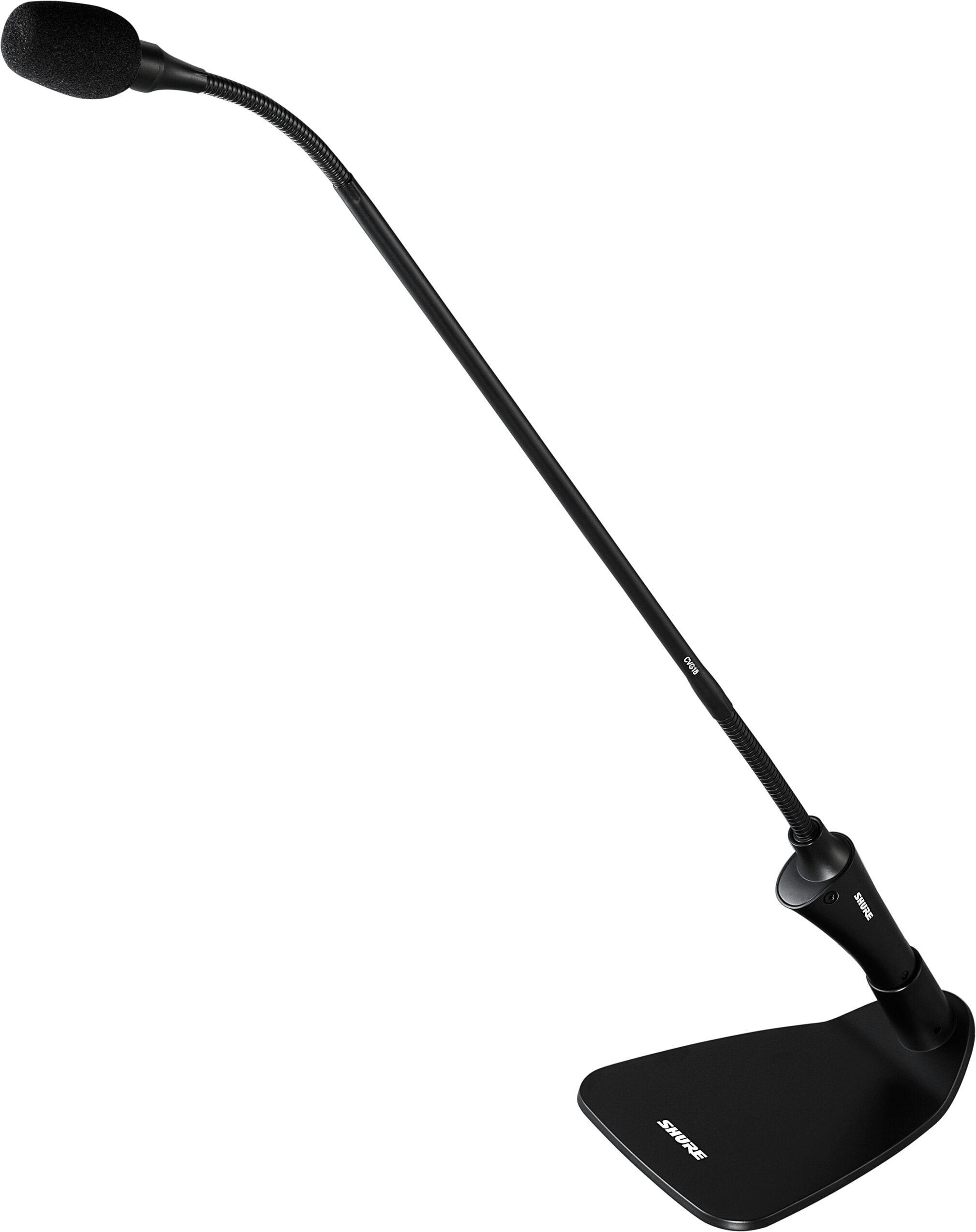 Shure Centraverse CVG18-B/C Gooseneck Microphone, Black, 18 inch, Angle with Optional Base