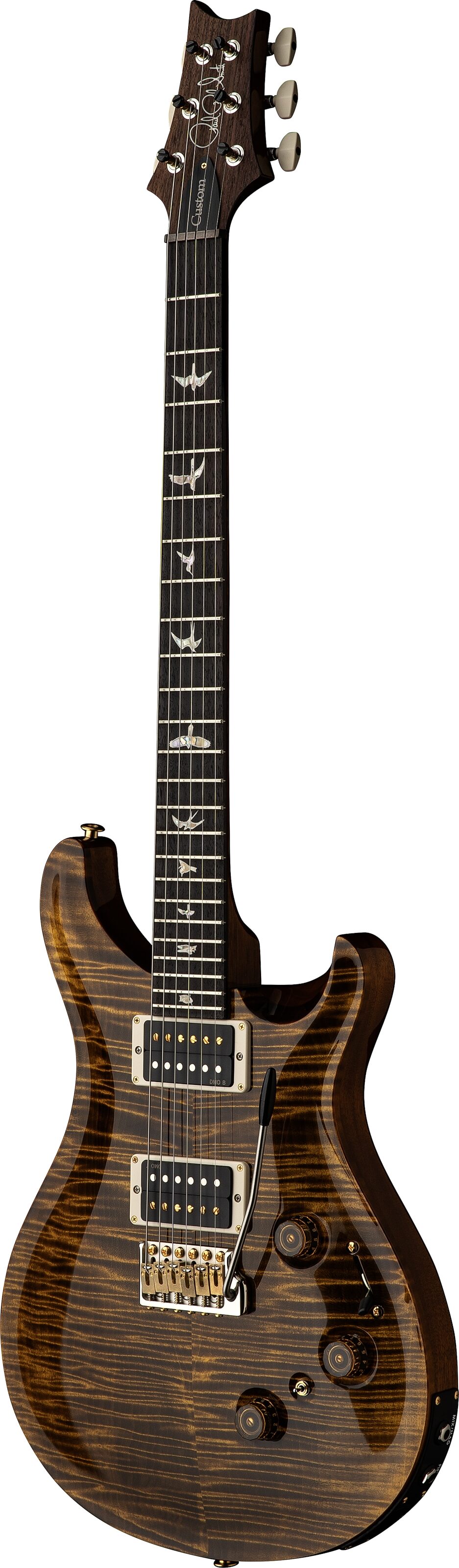 PRS Paul Reed Smith Custom 24 Piezo 10-Top Electric Guitar (with Case), Black Gold, Action Position Back