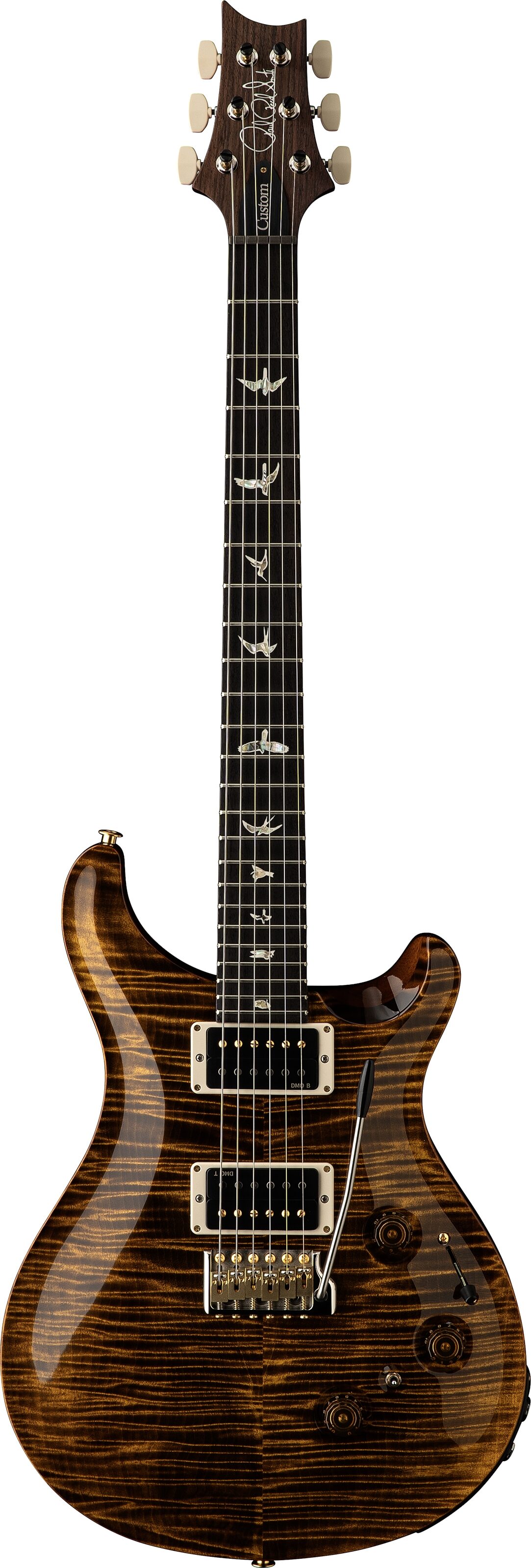 PRS Paul Reed Smith Custom 24 Piezo 10-Top Electric Guitar (with Case), Black Gold, Action Position Back