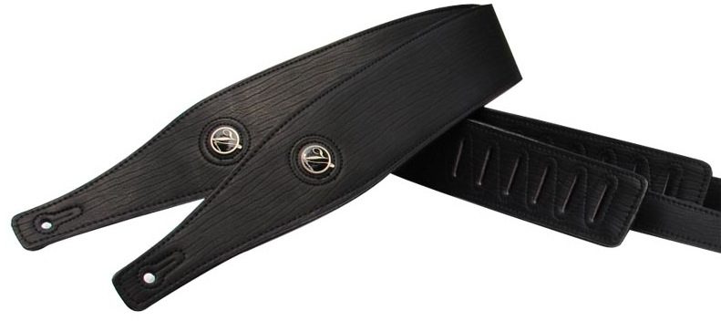 Vorson Textured Leather Padded Guitar Strap, Black Deep Line