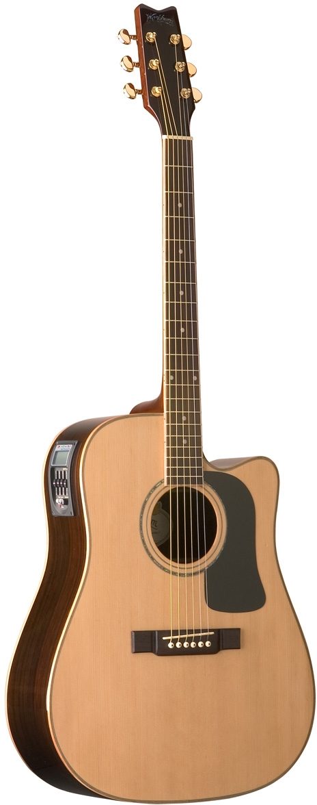 Washburn D10SCEDL Dreadnought Cutaway Acoustic-Electric Guitar (with Case), Natural
