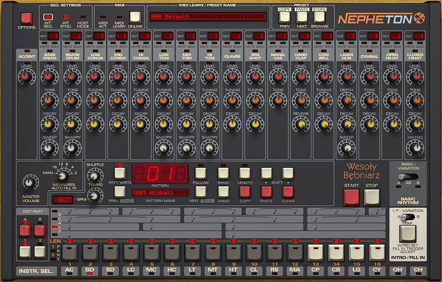 D16 Group Nepheton Drum Machine Plug-in Software, Digital Download, Screenshot Front