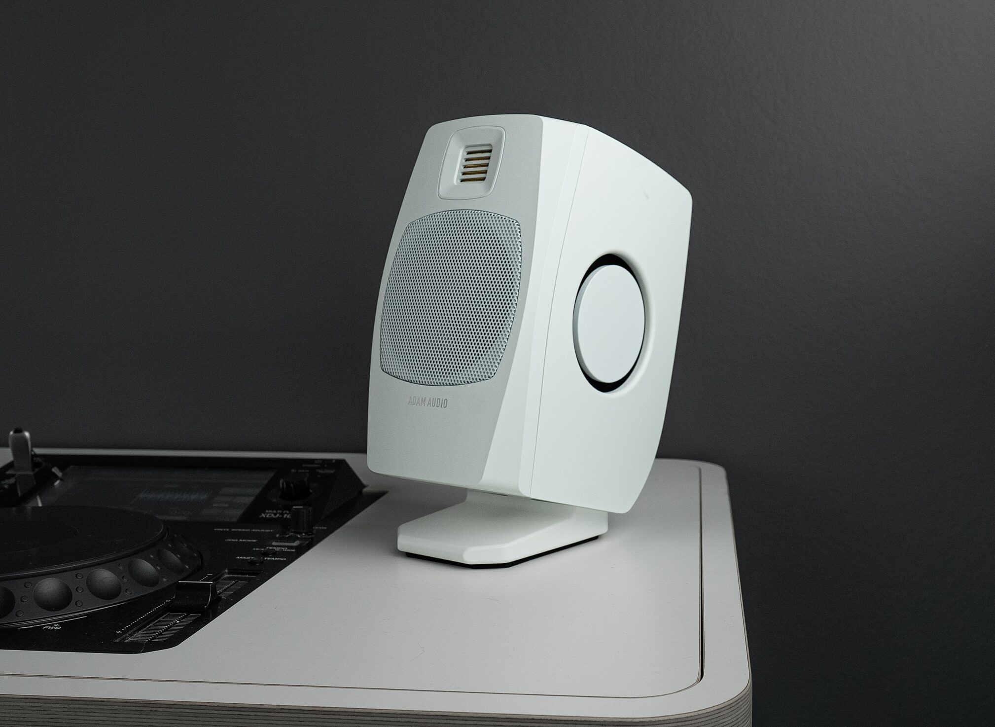 ADAM Audio D3V Active Desktop Studio Monitors, White, Pair, In Use