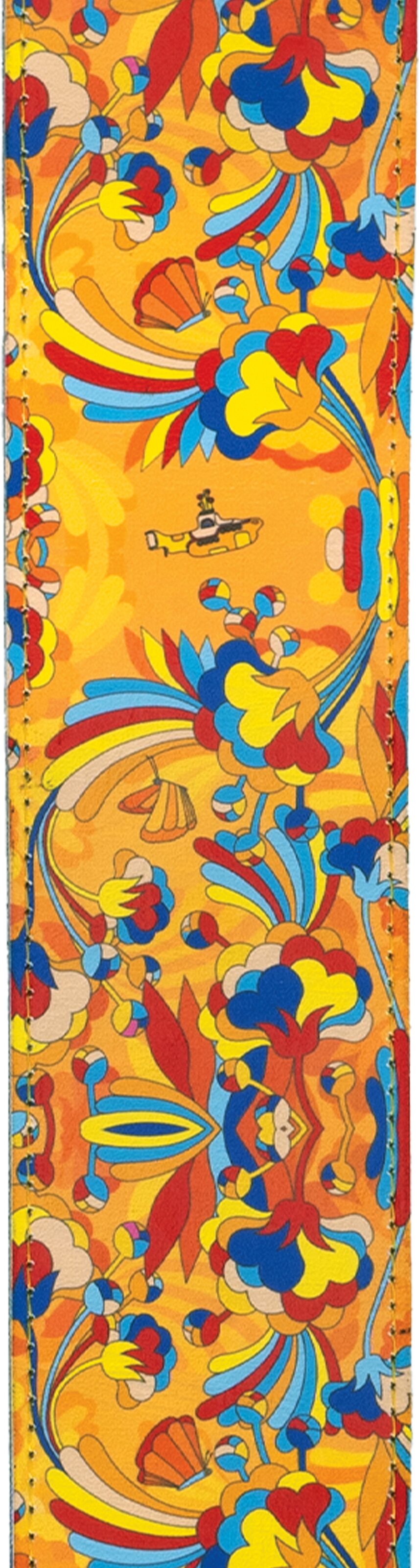 D'Addario Beatles Yellow Submarine 55th Anniversary Polyester Guitar Strap, Primrose Prairie, 25BYS02, Action Position Back