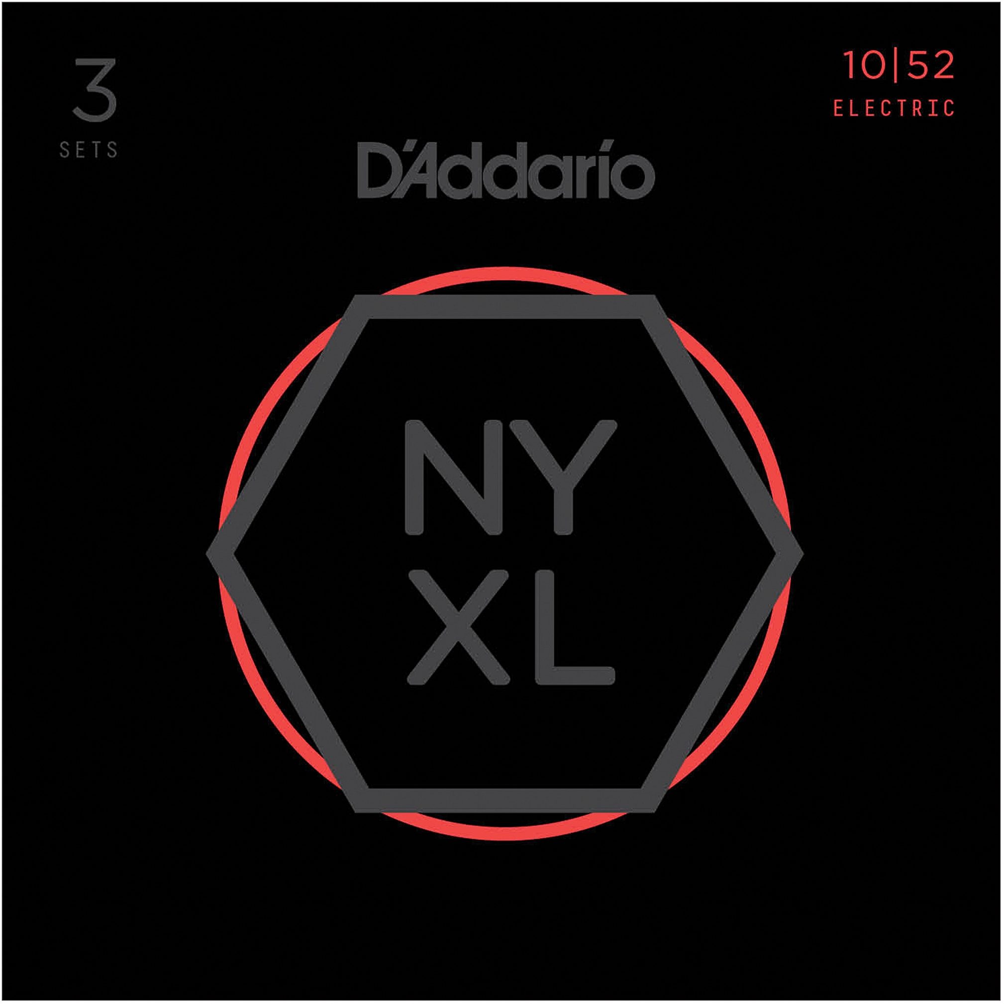D'Addario NYXL Nickel Wound Electric Guitar Strings, Light Heavy, NYXL1052, 3-Pack, Action Position Back