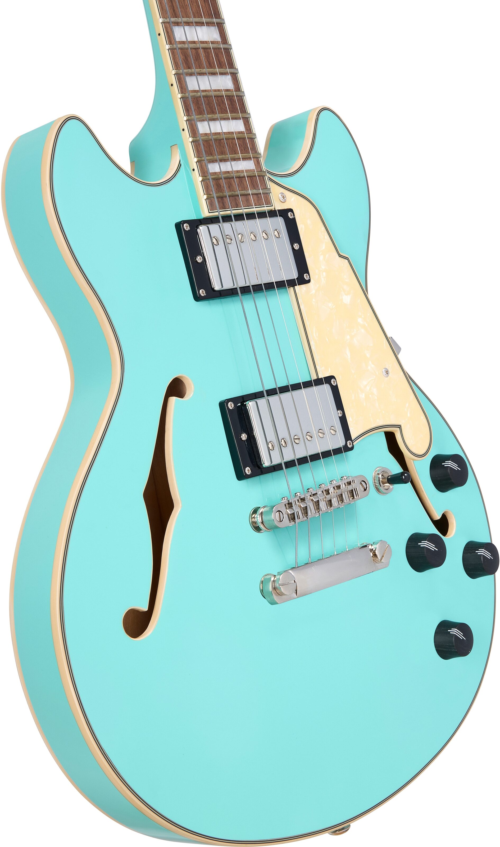D'Angelico Premier Mini DC Electric Guitar, Surf Green, Action Position Back
