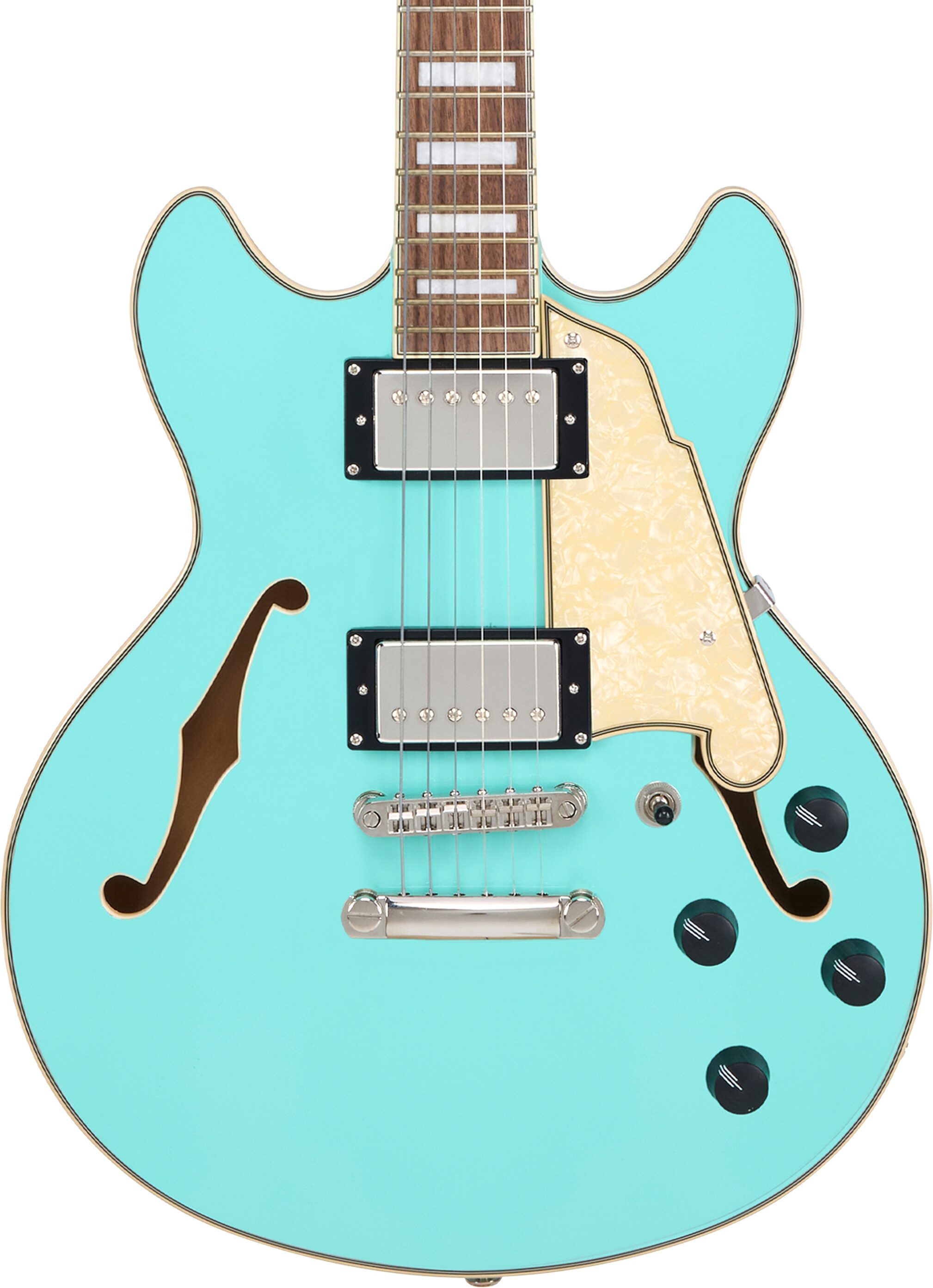 D'Angelico Premier Mini DC Electric Guitar, Surf Green, Action Position Back