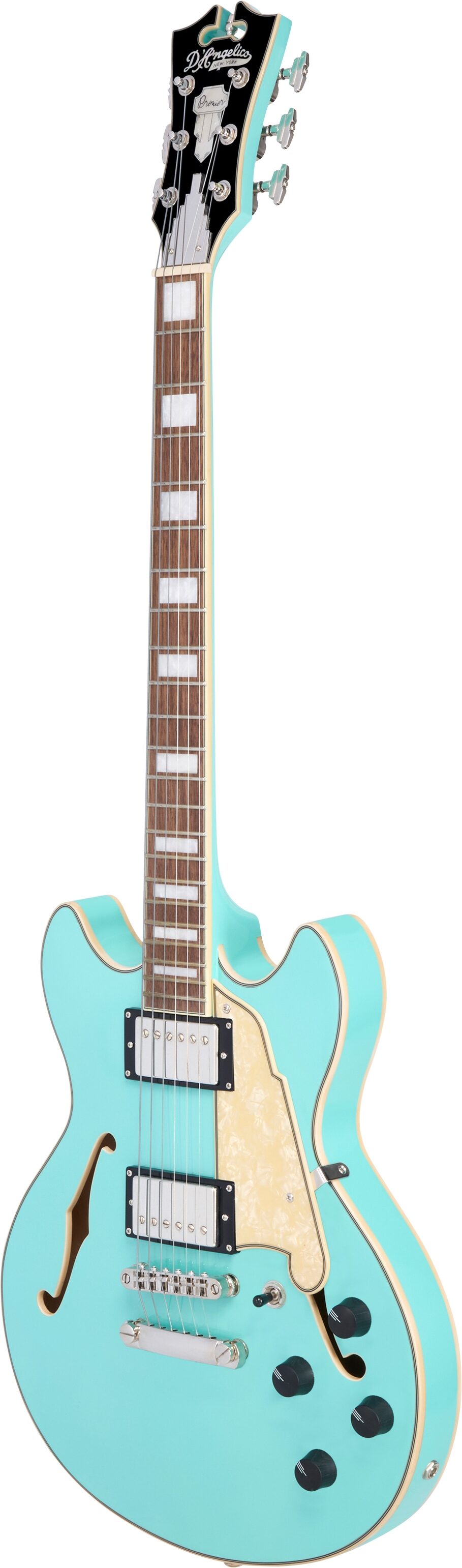 D'Angelico Premier Mini DC Electric Guitar, Surf Green, Action Position Back