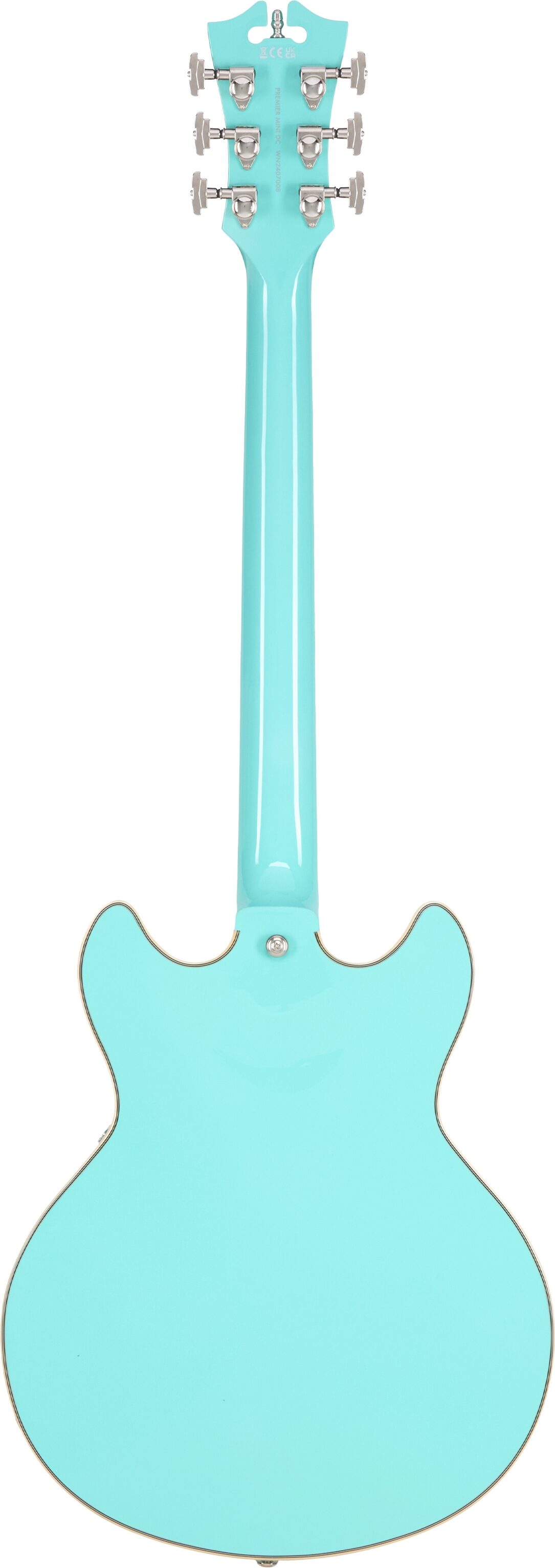 D'Angelico Premier Mini DC Electric Guitar, Surf Green, Action Position Back