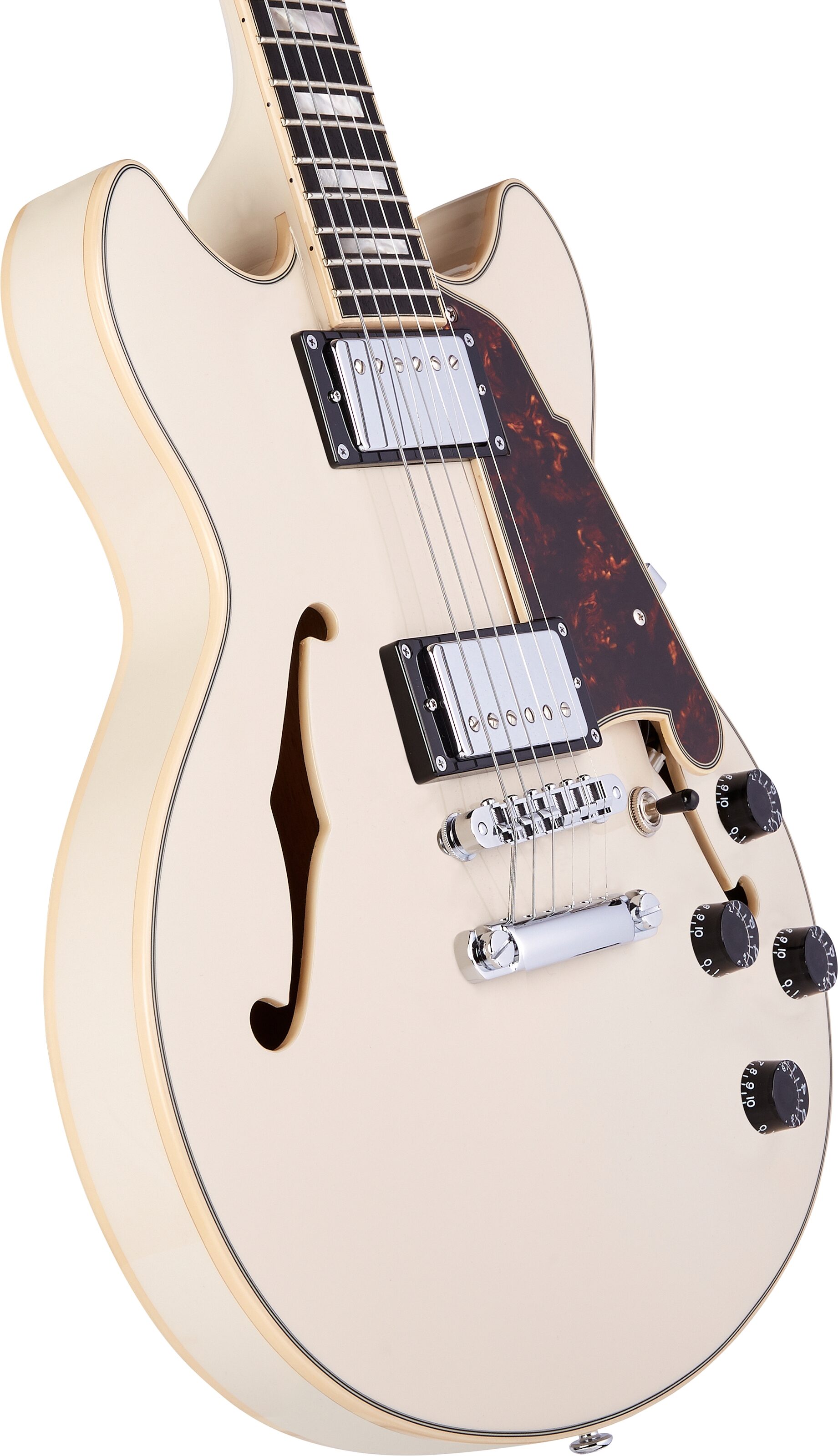 D'Angelico Premier Mini DC Stopbar Electric Guitar (with Gig Bag), Angled Front