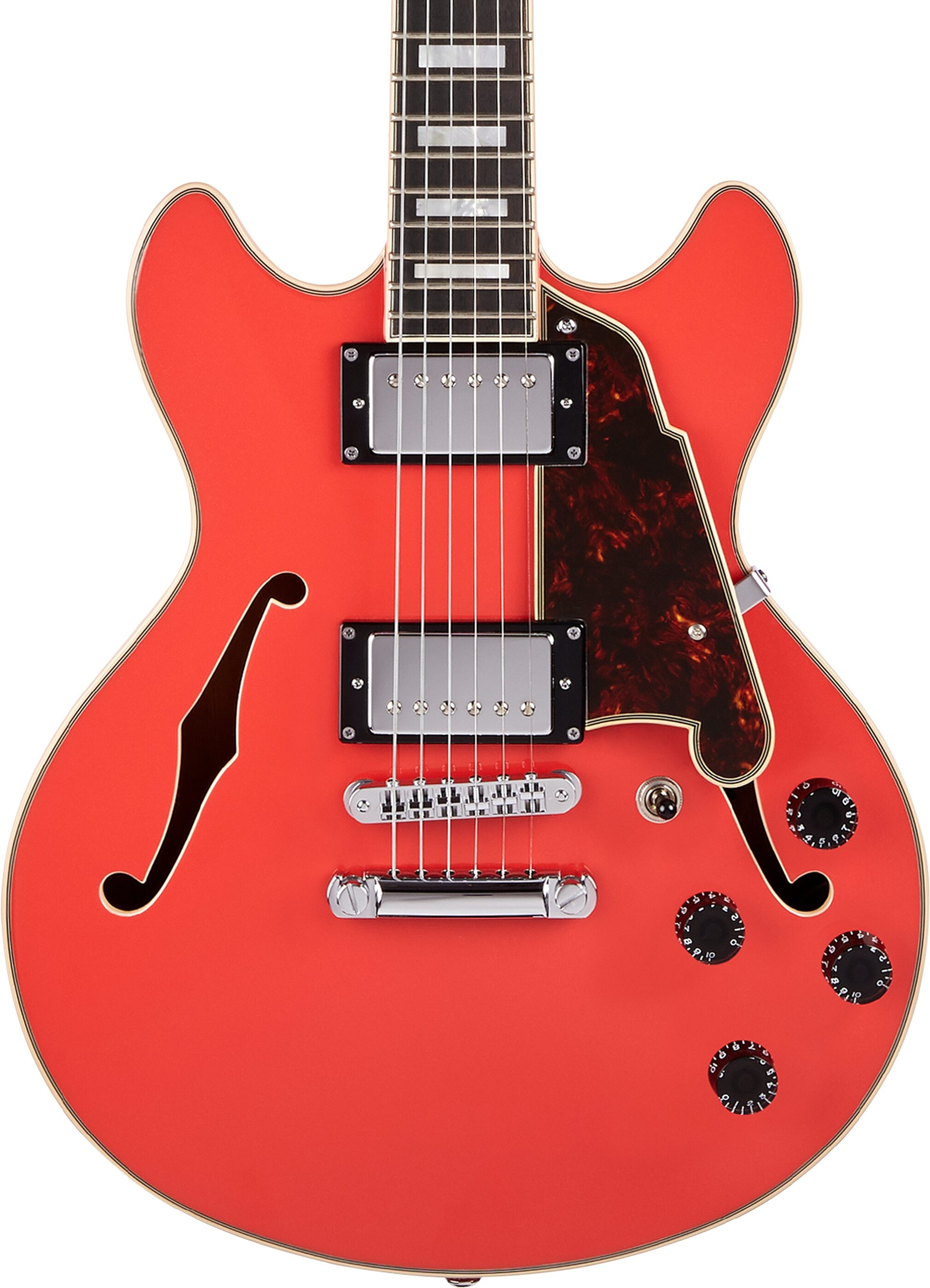 D'Angelico Premier Mini DC Stopbar Electric Guitar (with Gig Bag), Detail Front