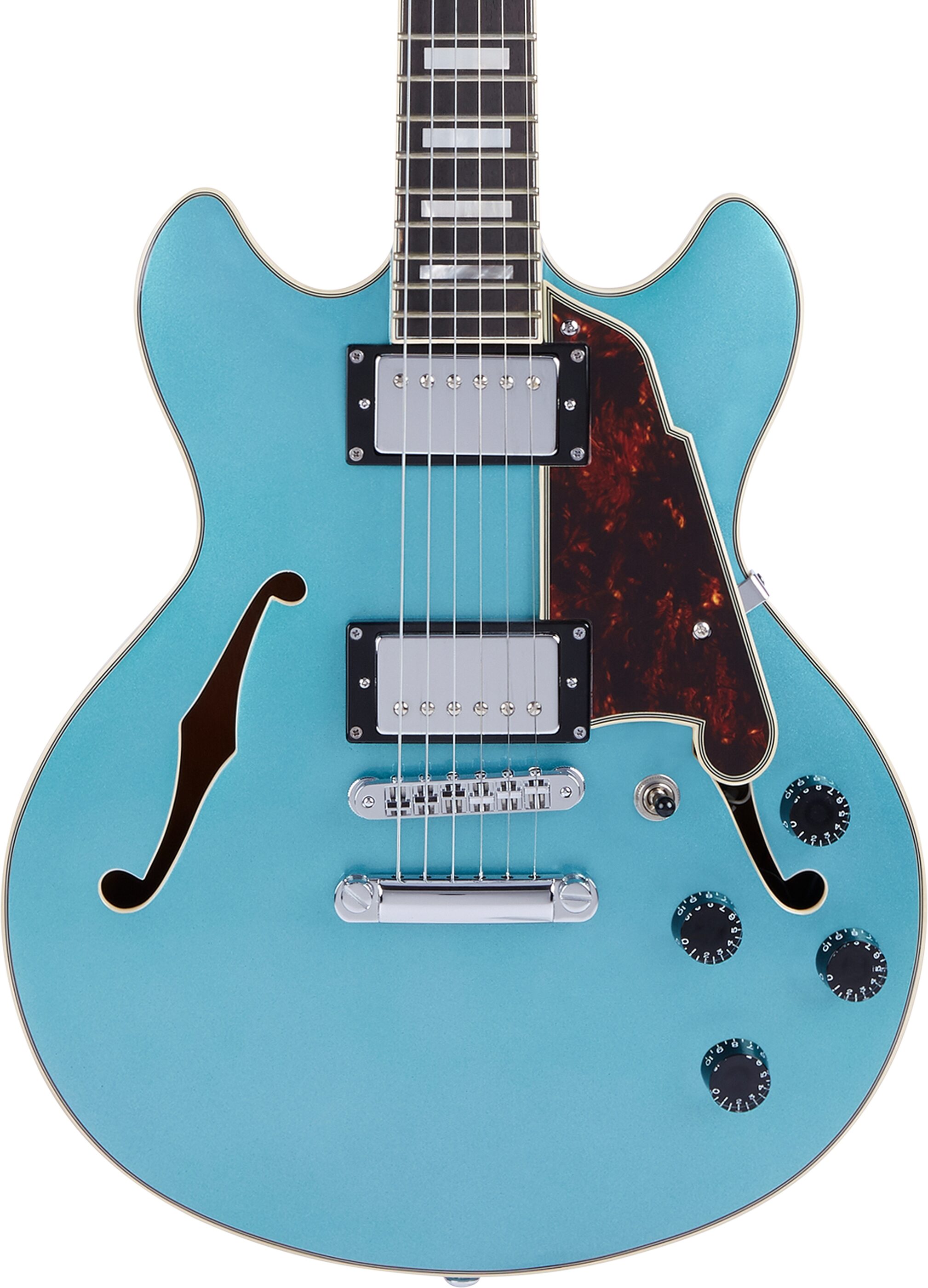 D'Angelico Premier Mini DC Stopbar Electric Guitar (with Gig Bag), Detail Front