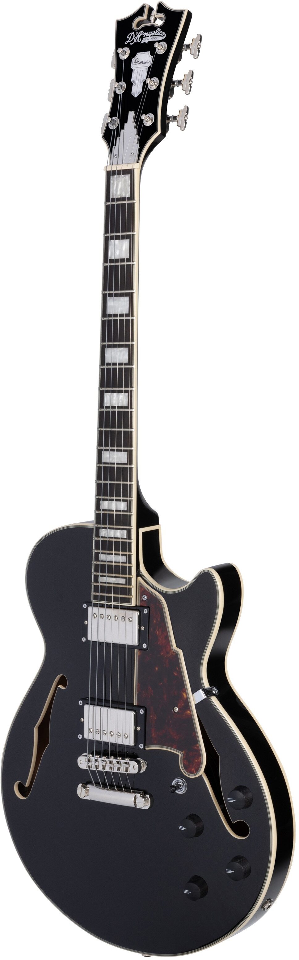 D'Angelico Premier SS Electric Guitar (with Gig Bag), Black Flake, nolabel
