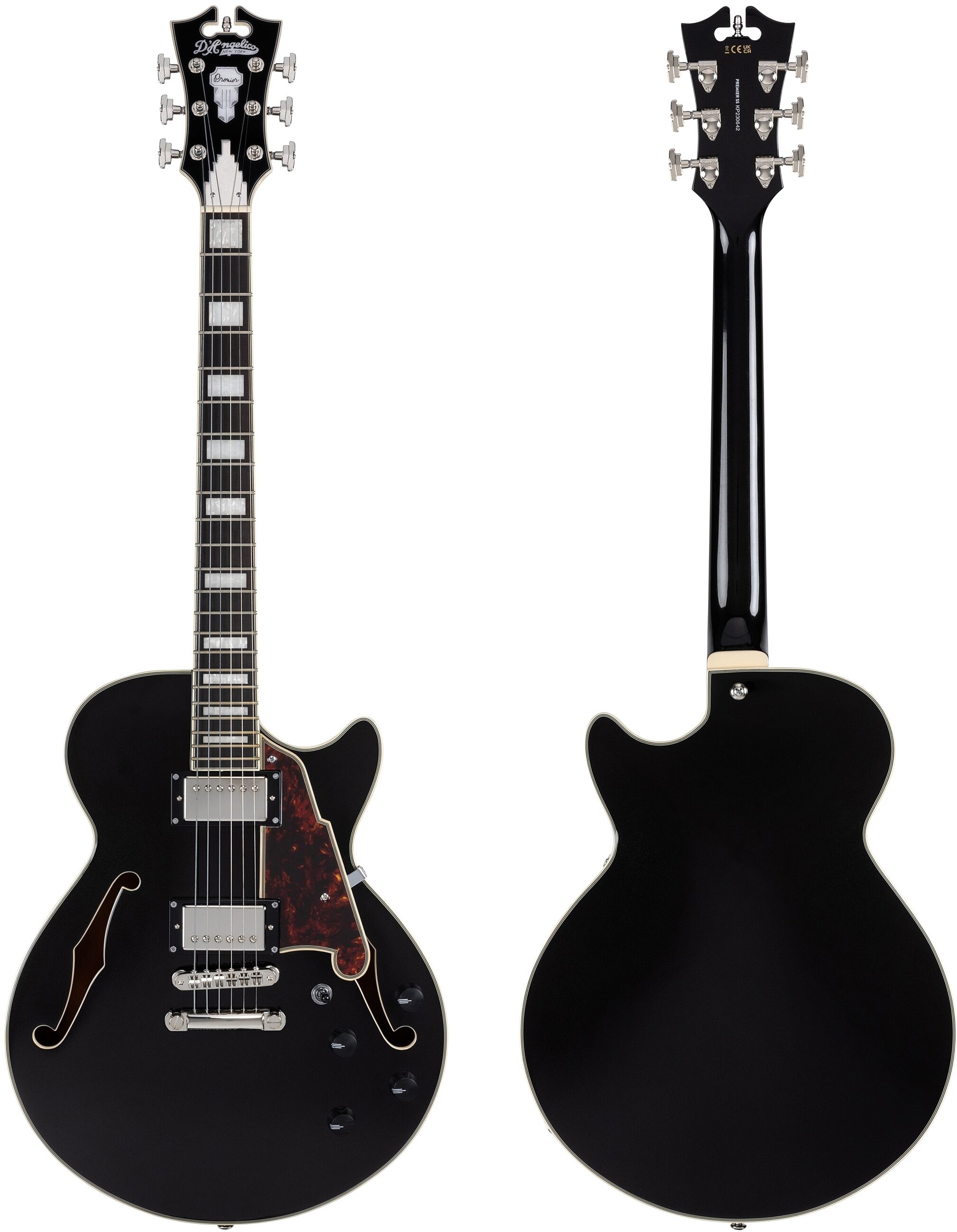 D'Angelico Premier SS Electric Guitar (with Gig Bag), Black Flake, nolabel