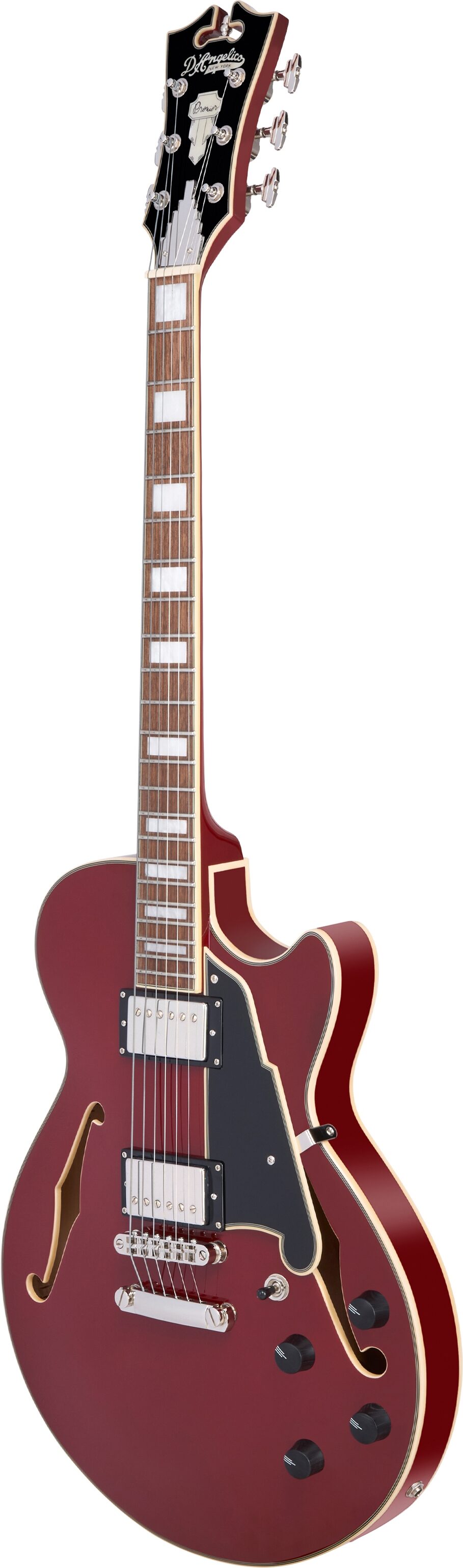 D'Angelico Premier SS Electric Guitar, Burnt Red, Action Position Back