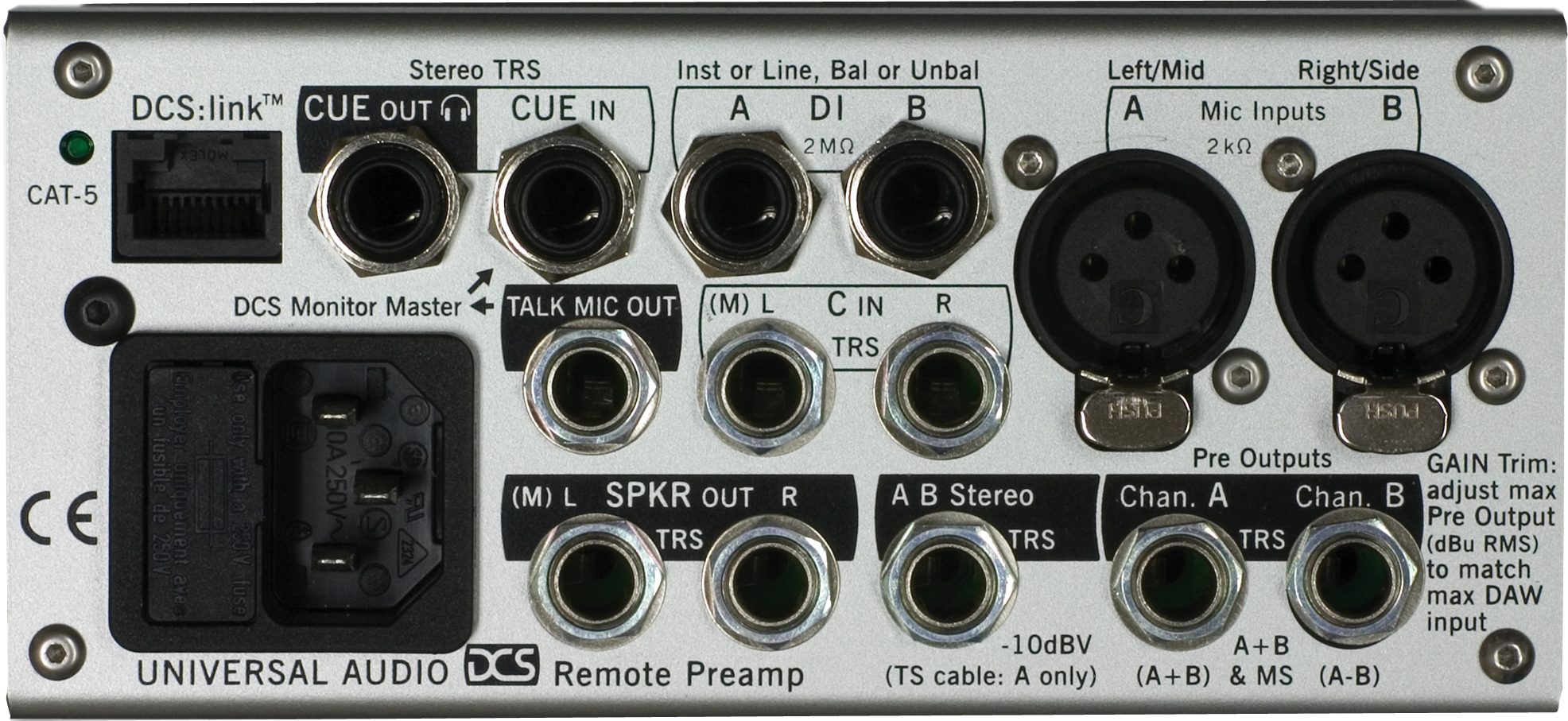 Universal Audio DCS Remote Preamp 2-Channel Microphone Preamp, Rear
