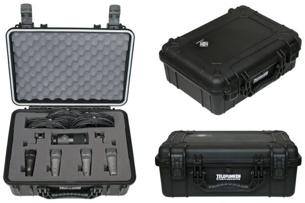 Telefunken DD5 5-Piece Dynamic Drum Microphone Package, Case Open