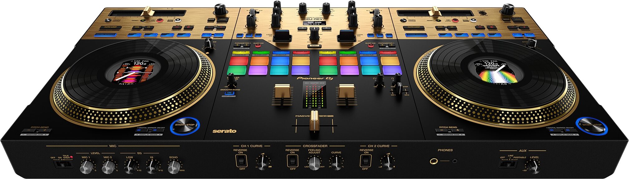 Pioneer DJ DDJ-REV7 DJ Controller, Gold, Action Position Back