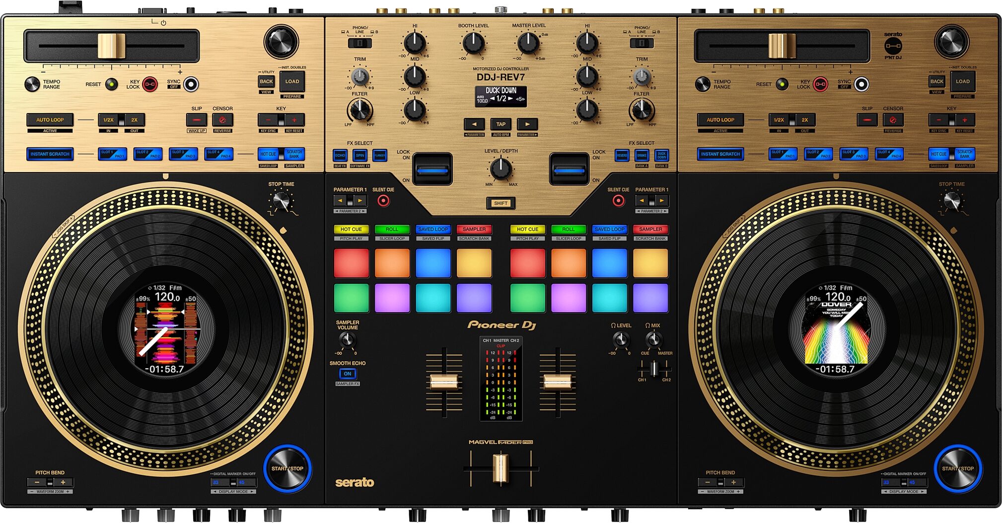 Pioneer DJ DDJ-REV7 DJ Controller, Gold, Action Position Back
