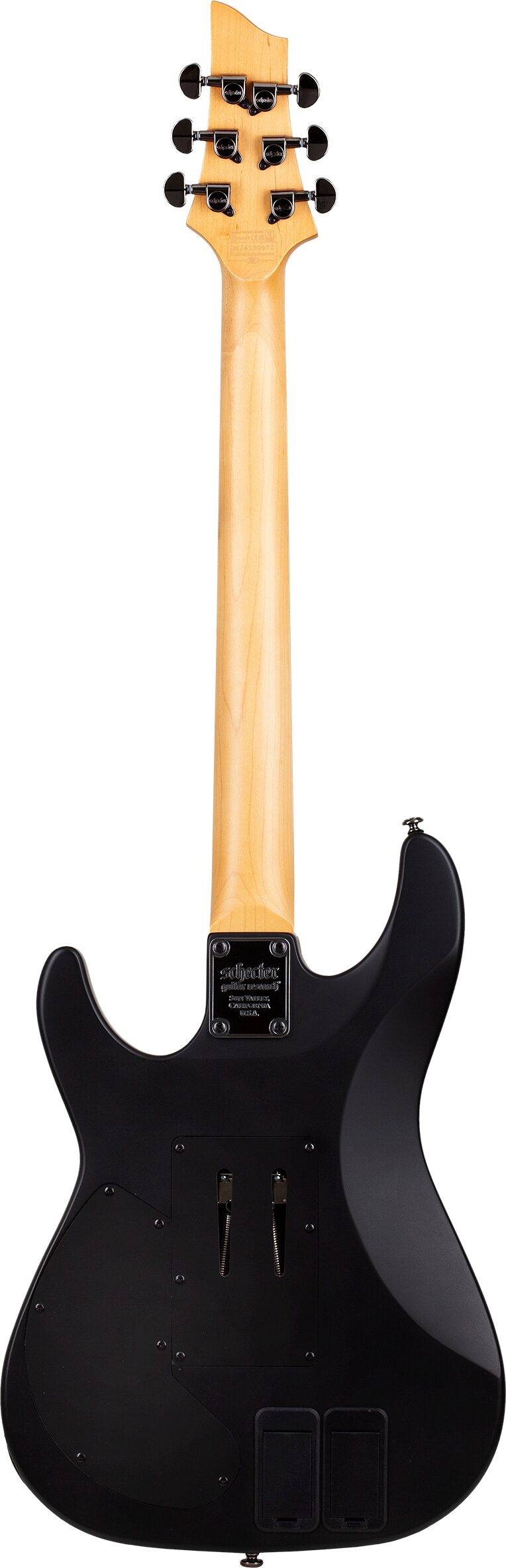 Schecter Demon-6 FR-S Electric Guitar, Aged Black Satin, Action Position Back