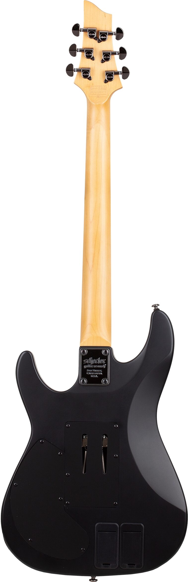 Schecter Demon-6 FR-S Electric Guitar, Aged Black Satin, Action Position Back